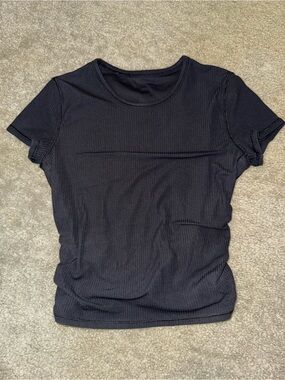lululemon athletica Black Ribbed Short Sleeve Tee